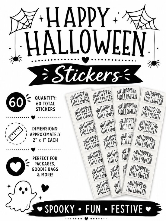 Other - Happy Halloween Stickers Spooky Spiderweb Labels 60 Count